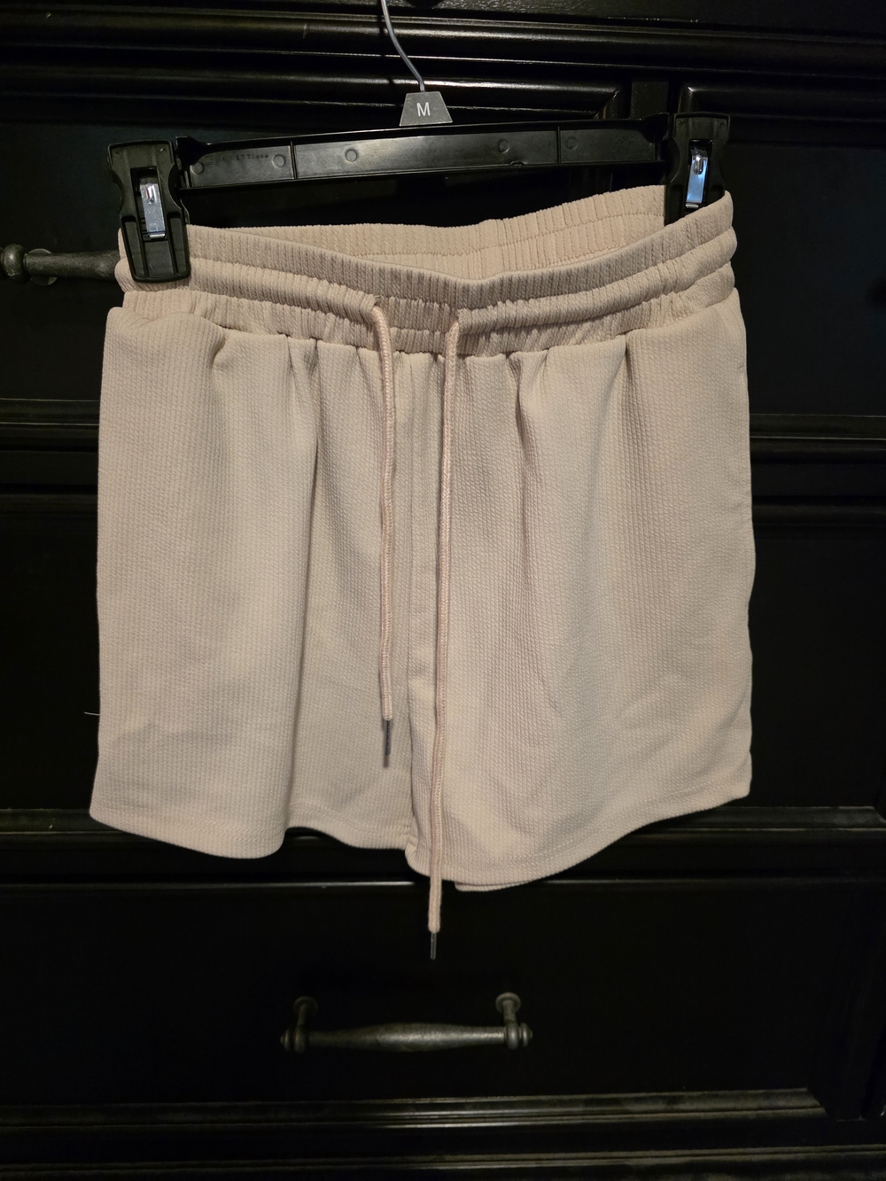 SHEIN Light Beige Drawstring Knit Athletic Shorts